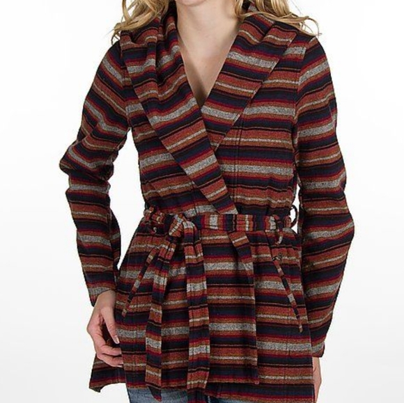 Obey Propaganda Striped Hooded Jacket Tie Waist S - Picture 1 of 8